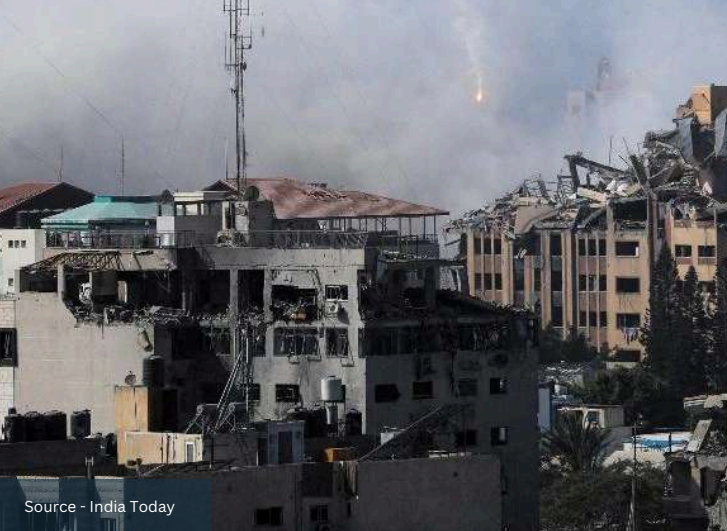 City skyline with destroyed buildings. Source: India Today